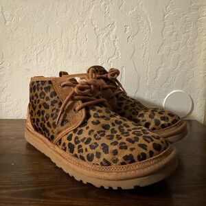 UGG Lace-Up Leopard Print Boots - Brown and Tan